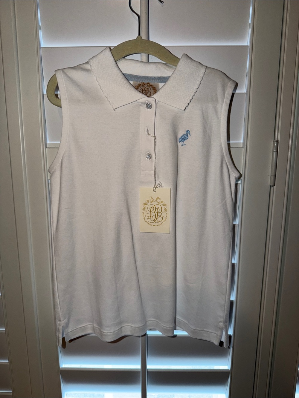 Beaufort Bonnet SlevelWhite Polo Top with Light Blue Embroidery - Brand: Unknown